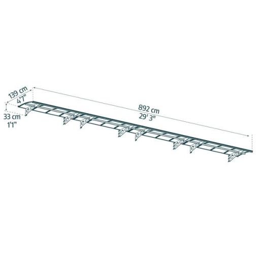 Herald 8.9m x 1.4m Door Canopy - Grey Aluminium Frame & Twinwall Polycarbonate