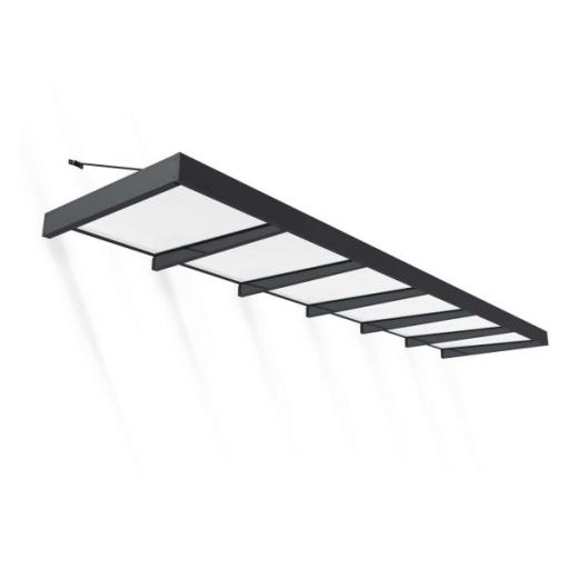 Sophia XL 5.65m x 1.4m Door Canopy - Grey Aluminium Frame & White Opal Panels