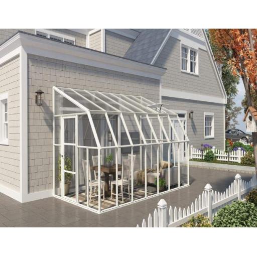 Sunroom 2.5m x 4m Lean to Conservatory - Aluminium White Frames