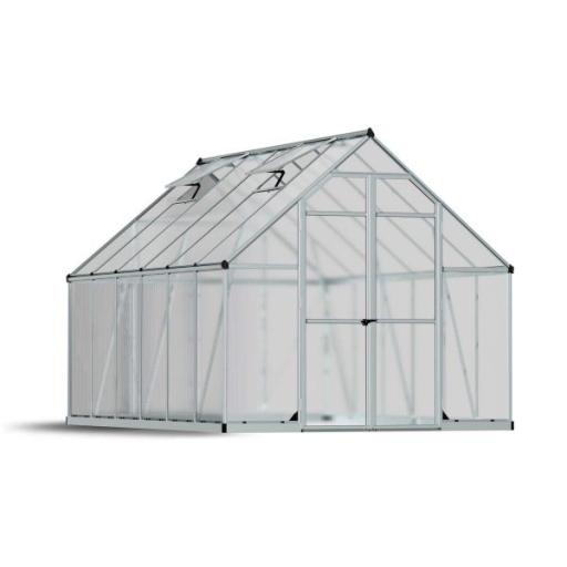 Essence 8ft x 12ft Polycarbonate Greenhouse - Silver Frame
