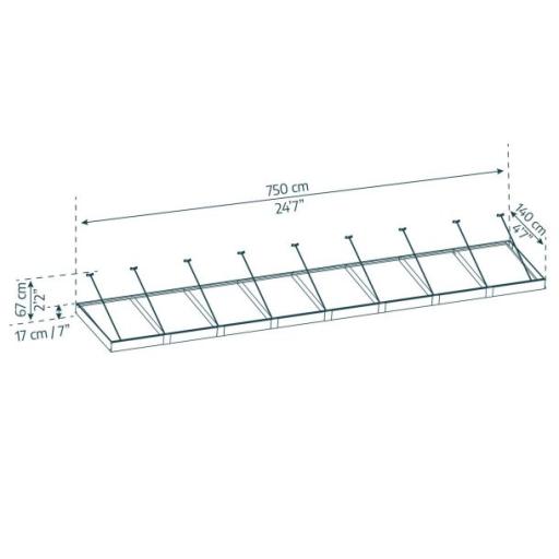 Sophia XL 7.50m x 1.4m Door Canopy - Grey Aluminium Frame