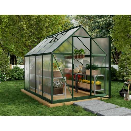 Mythos 6ft x 8ft Polycarbonate Greenhouse - Grey Frame