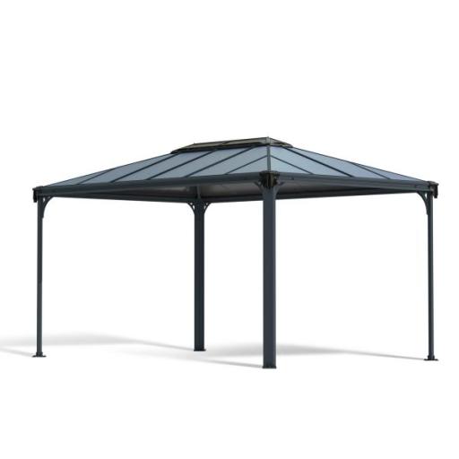 Martinique 3m x 4.3m Garden Gazebo in Grey Aluminium with Polycarbonate Roof