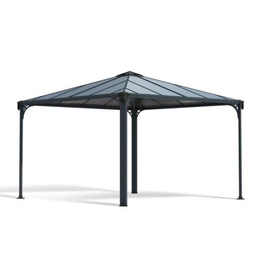 Palermo 3.6m x 3.6m Garden Gazebo in Grey Aluminium with Polycarbonate Roof