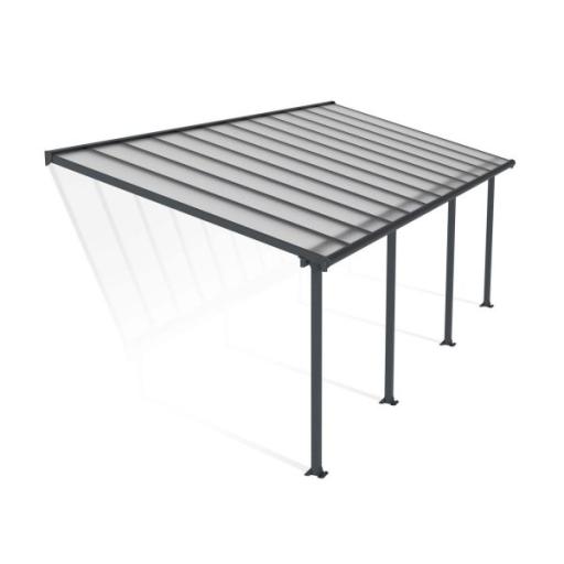 Olympia Patio Cover 3m x 7.4m - Grey Aluminium Frame & Clear Polycarbonate