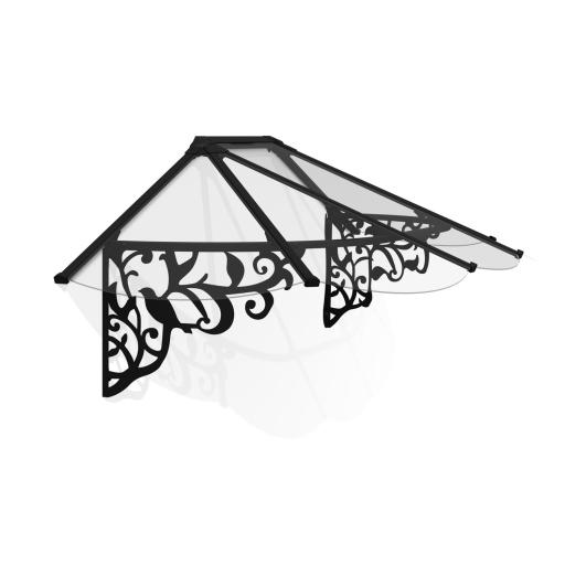 Lily 2.1m x 0.9m Door Canopy - Black Aluminium Frame