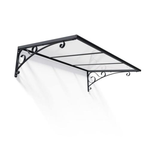 Venus 1.5m x 0.9m Door Canopy - Grey Aluminium Frame & Clear Polycarbonate