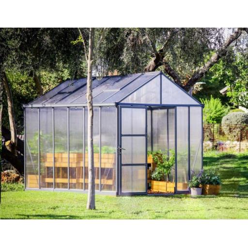 Glory 8ft x 12ft Polycarbonate Greenhouse - Grey Frame