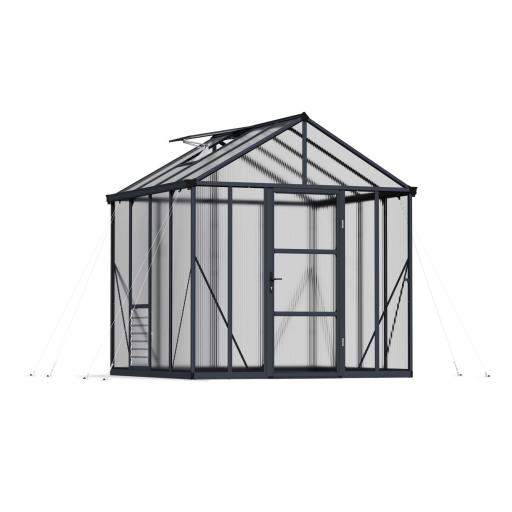 Glory 8ft x 8ft Polycarbonate Greenhouse - Grey Frame