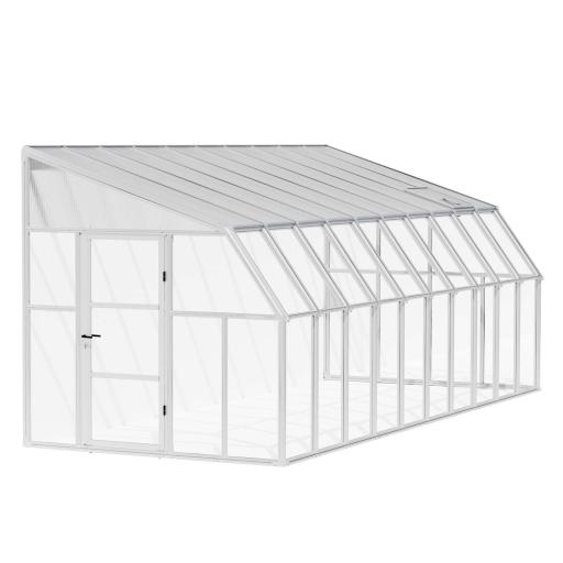 Sunroom 2.5m x 6m Lean to Conservatory - Aluminium White Frames