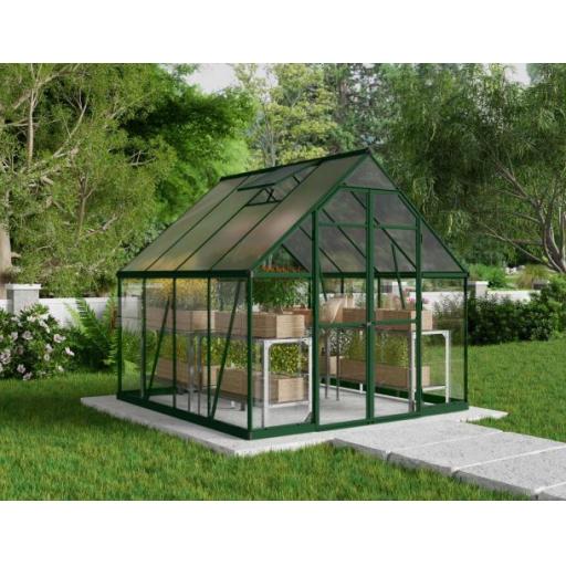 Balance 8ft x 8ft Polycarbonate Greenhouse - Green Frame
