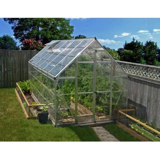 Octave 8ft x 12ft Polycarbonate Greenhouse - Silver Frame