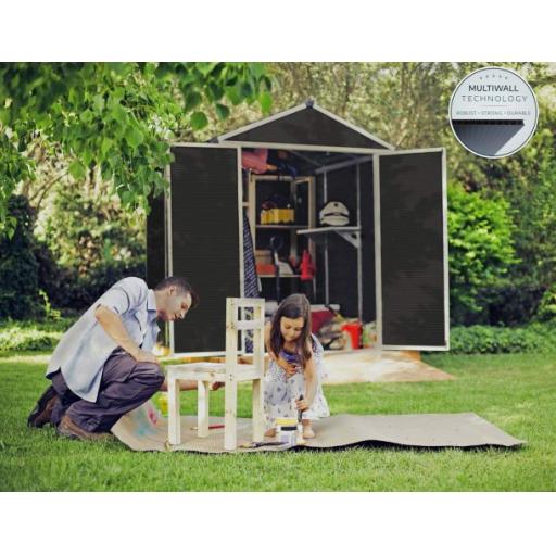 Rubicon 6ft x 8ft Garden Shed with Floor - Dark Grey Polycarbonate Panels