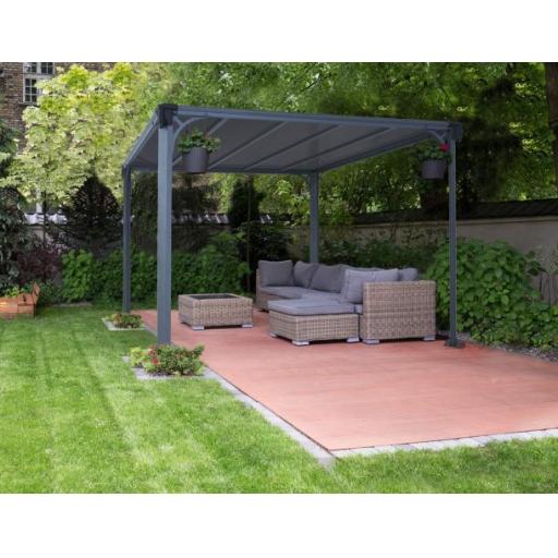 Milano 3m x 3m Garden Gazebo in Grey Aluminium with Polycarbonate Roof