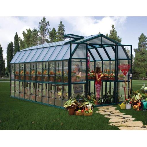 Grand Gardener 8ft x 20ft Polycarbonate Greenhouse - Green Frame