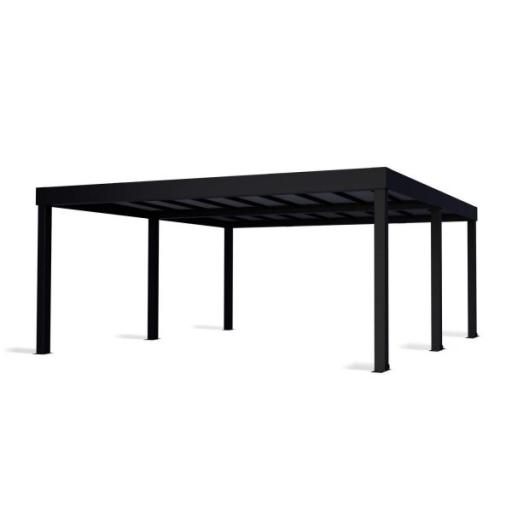 Oslo Double 20' x 20' Carport - Black Aluminium & Twin wall Opaque Grey Panels