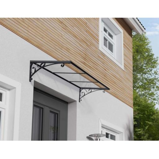 Venus 1.5m x 0.9m Door Canopy - Grey Aluminium Frame