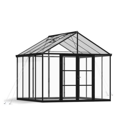 Aria 10ft x 10ft Polycarbonate Greenhouse - Black Frame