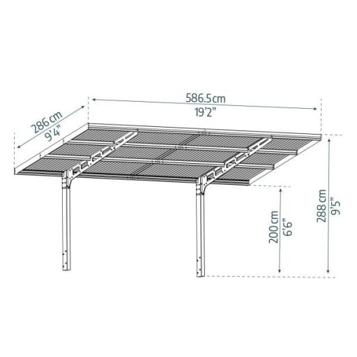 Sydney Wave 10ft x 20ft Cantilever Carport- Black Aluminium
