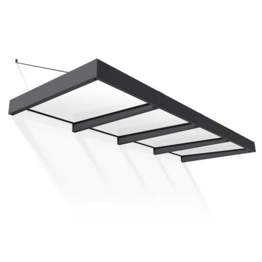 Sophia XL 3.79m x 1.4m Door Canopy - Grey Aluminium Frame & White Opal Panels