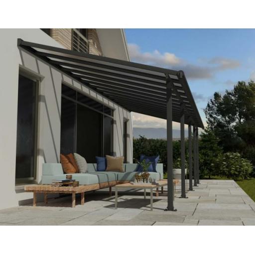 Olympia Patio Cover 3m x 8.6m - Grey Aluminium Frame & Clear Polycarbonate