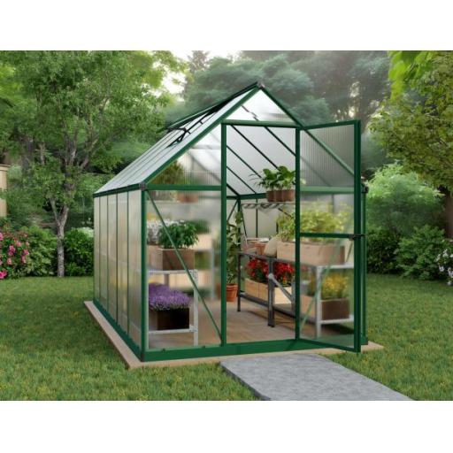 Mythos 6ft x 10ft Polycarbonate Greenhouse - Green Frame