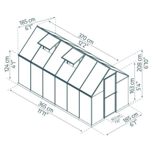 Mythos 6ft x 12ft Polycarbonate Greenhouse - Silver Frame