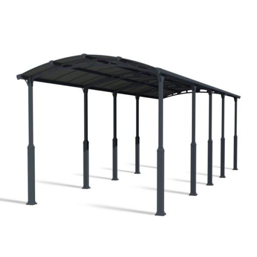 Alpine 12' x 35' Extra High Carport - Grey Aluminium & Twin-wall Polycarbonate Roof Panels