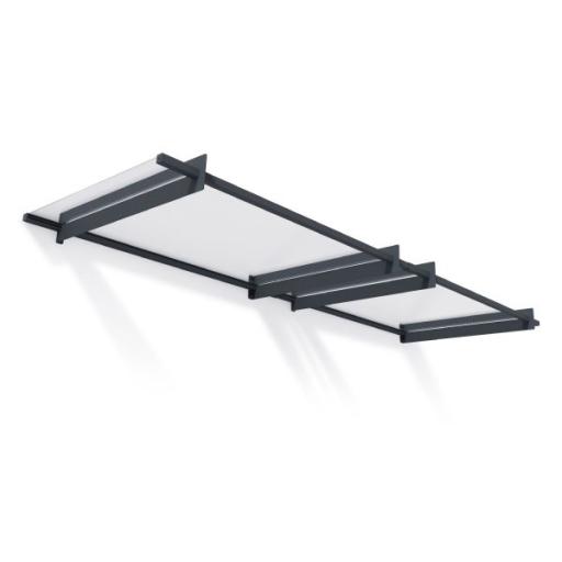 Nancy 3m x 0.9m Door Canopy - Grey Aluminium Frame & Clear Polycarbonate