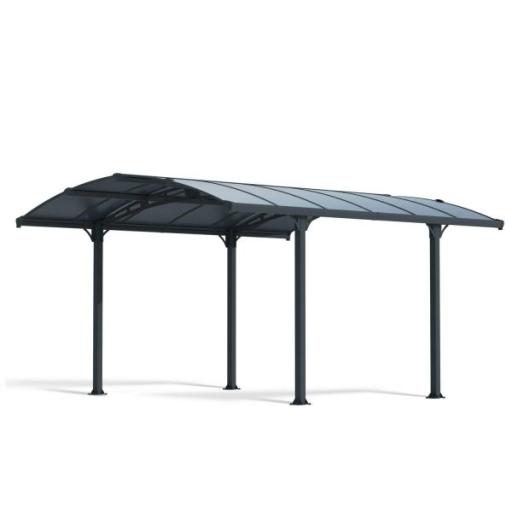 Tucson 3.6m x 4.35m Garden Gazebo in Grey Aluminium with Polycarbonate Roof