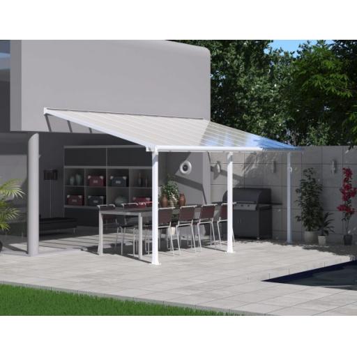 Olympia Patio Cover 3m x 5.5m - Grey Aluminium Frame & Clear Polycarbonate