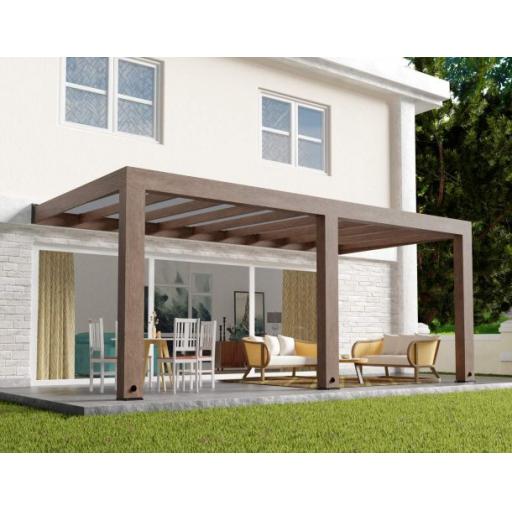 Helsinki Cedar Wood Patio Cover 3 x 6m Solar Control Panels