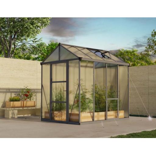 Glory 6ft x 8ft Polycarbonate Greenhouse - Grey Frame