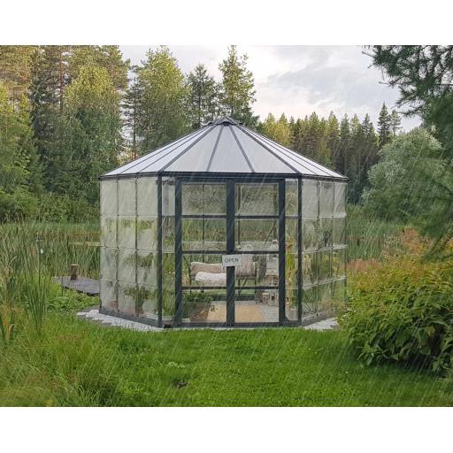 Oasis 12ft (94.2 sq. ft.) Hexagonal Polycarbonate Greenhouse - Grey Frame