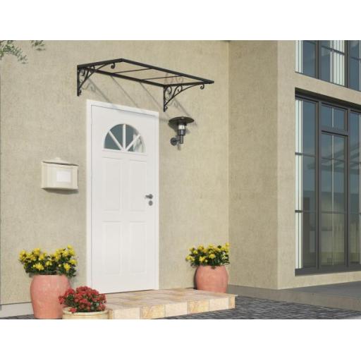 Venus 1.5m x 0.9m Door Canopy - Grey Aluminium Frame