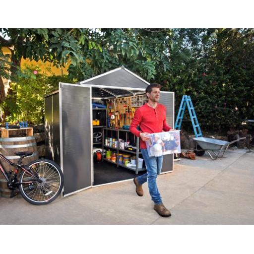 Rubicon 6ft x 8ft Garden Shed with Floor - Dark Grey Polycarbonate Panels