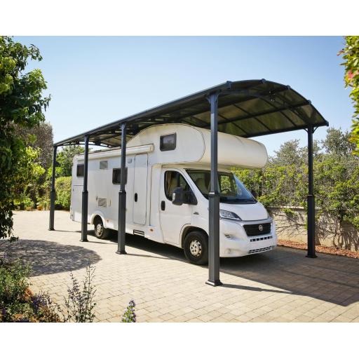 Alpine 12' x 28' Extra High Carport - Grey Aluminium & Twin-wall Polycarbonate Roof Panels