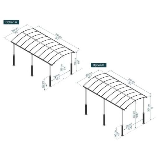 Alpine 12ft x 21ft Extra High Carport - Grey Aluminium