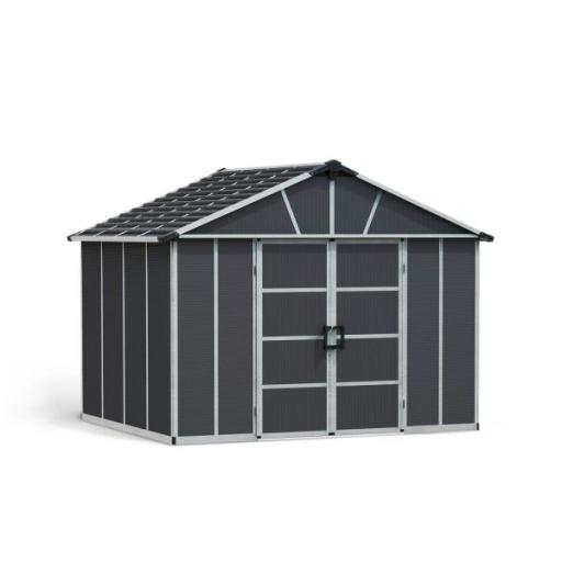 Yukon 11ft x 9ft Garden Shed Without Floor - Dark Grey Polycarbonate Panels
