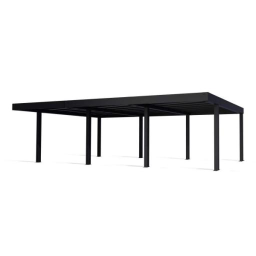 Oslo Double 20' x 30' Carport - Black Aluminium & Twin wall Opaque Grey Panels