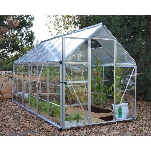 Hybrid 6ft x 12ft POlycarbonate Greenhouse - Silver Frame