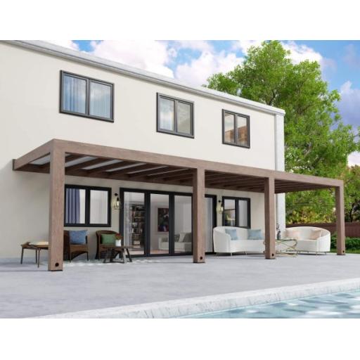 Helsinki Cedar Wood Patio Cover 3X10m Solar Control Panels