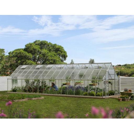 Balance 10ft x 32ft Polycarbonate Greenhouse - Silver Frame