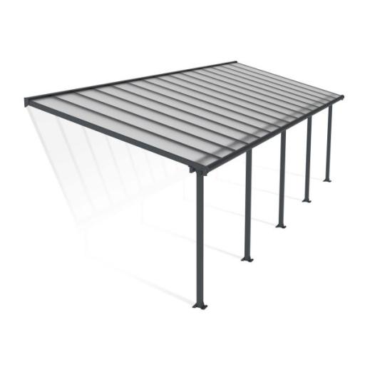 Olympia Patio Cover 3m x 9.2m - Grey Aluminium Frame & Clear Polycarbonate