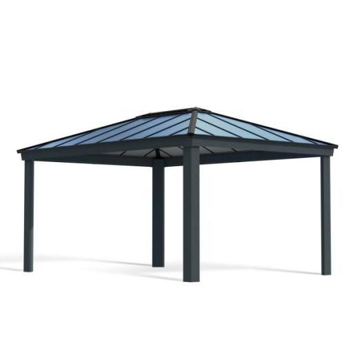 Dallas 3.6m x 5m Garden Gazebo in Grey Aluminium with Polycarbonate Roof