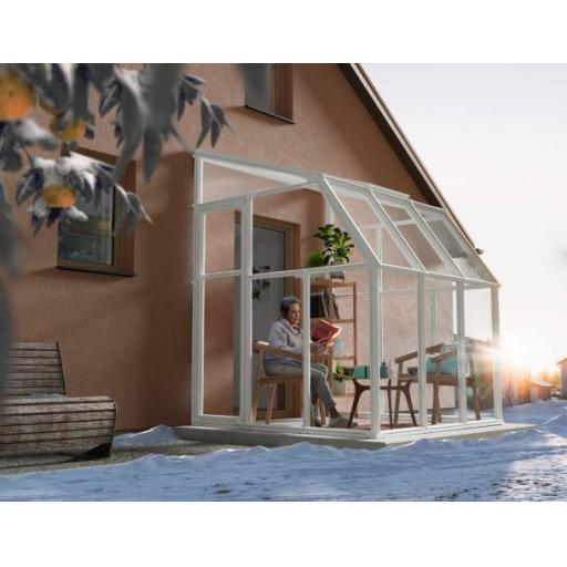 Sunroom 2m x 2m Lean to Conservatory - Aluminium White Frames
