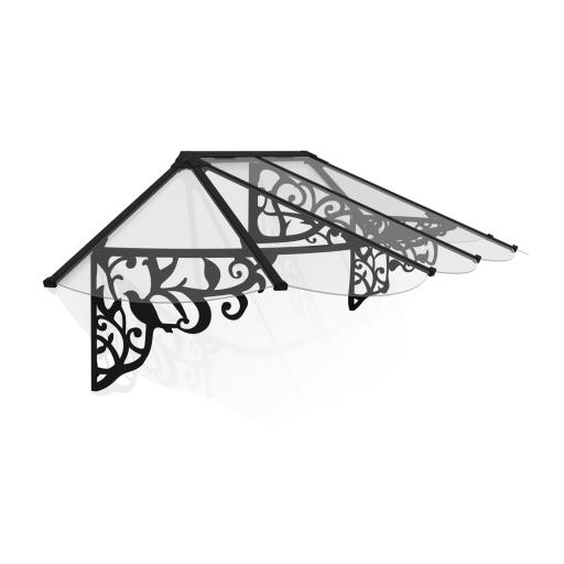 Lily 2.7m x 0.9m Door Canopy - Black Aluminium Frame
