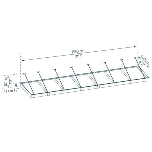 Sophia XL 6.60m x 1.4m Door Canopy - Grey Aluminium Frame & White Opal Panels