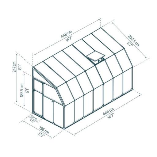 Sunroom 2m x 4.5m Lean to Conservatory - Aluminium White Frames