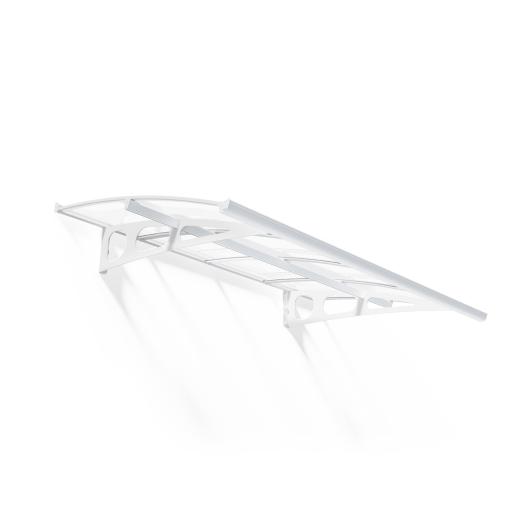 Bordeaux 2.2m x 1.4m Door Canopy - White Aluminium Frame & Clear Acryl
